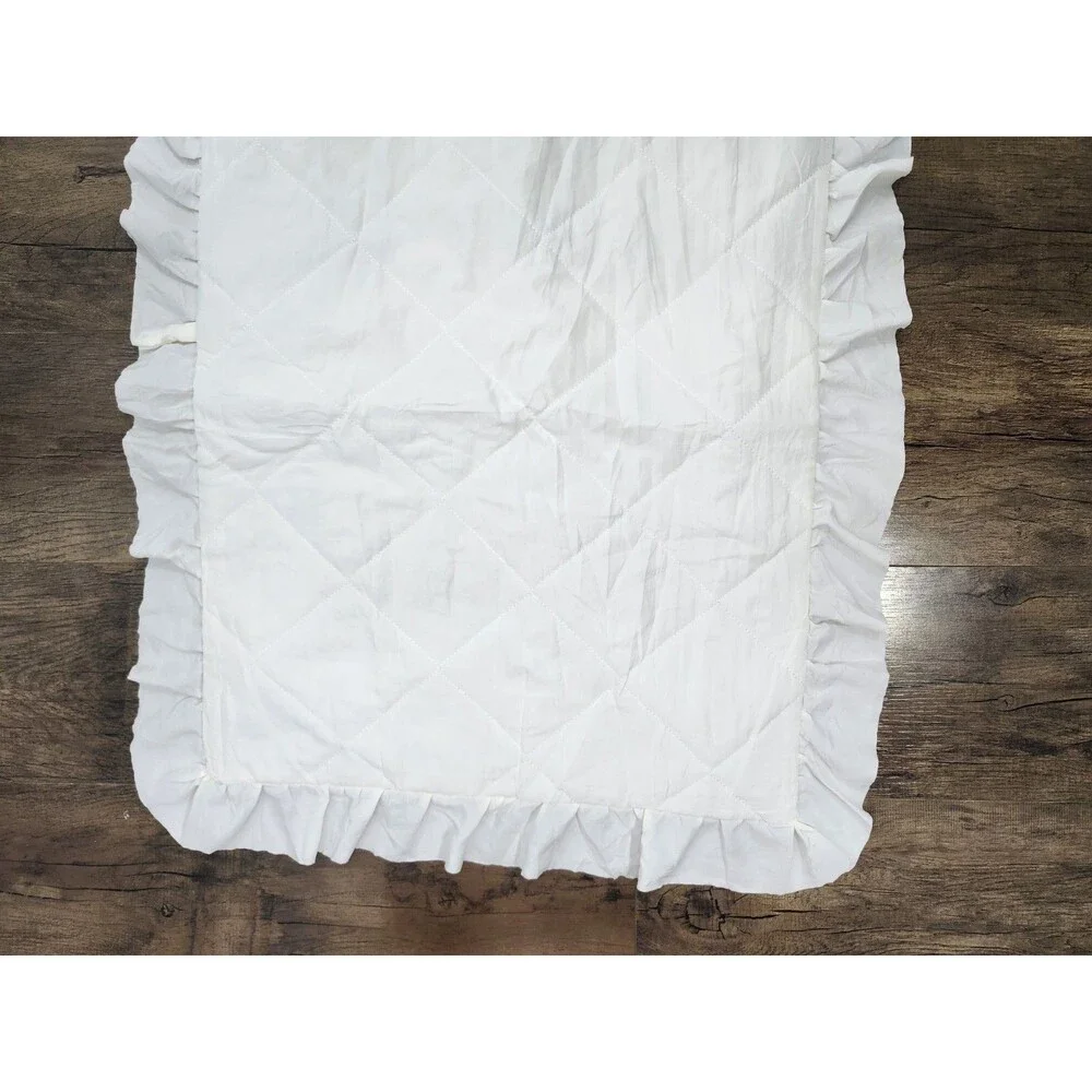 Vtg Ruffle White Pillow Sham Standard Shabby Chic Cottage